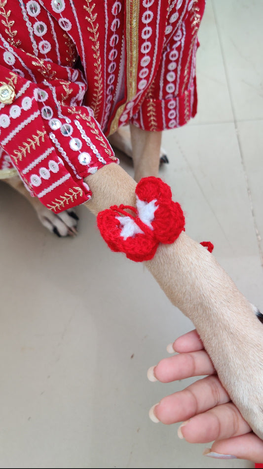 Crochet Maroon Butterfly Rakhi