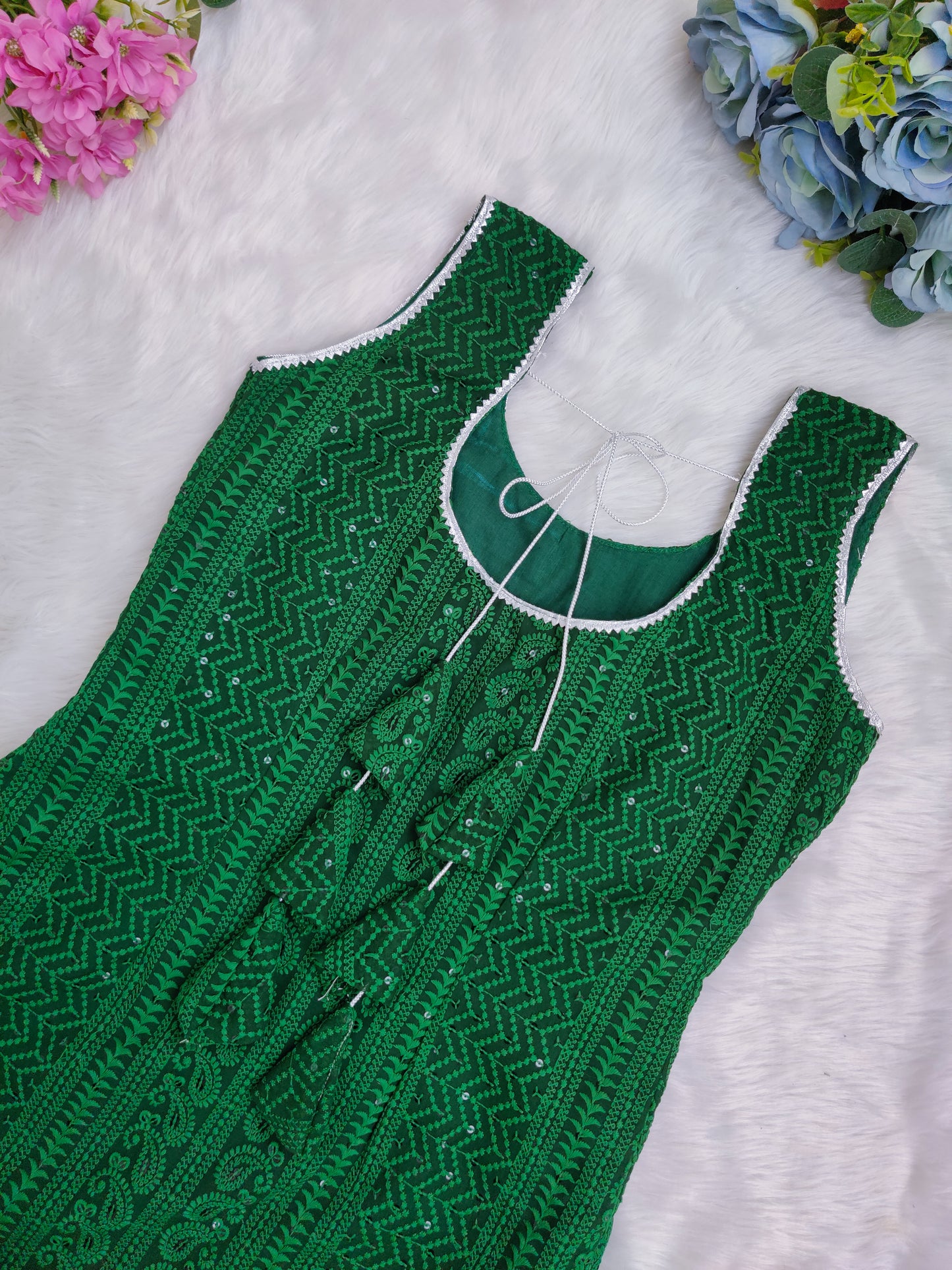 Green Chikankari Woman's Kurta