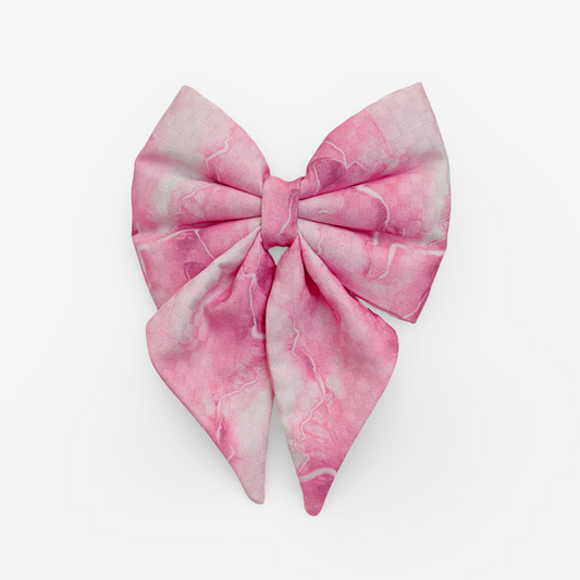 Pink Marble Sailor Bow for Dogs