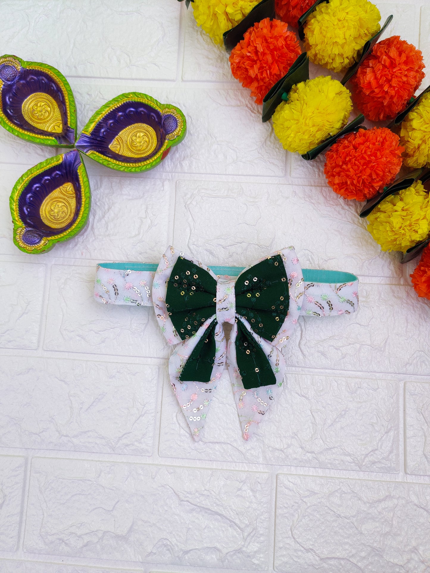 Green Ethnic Sailor Bow