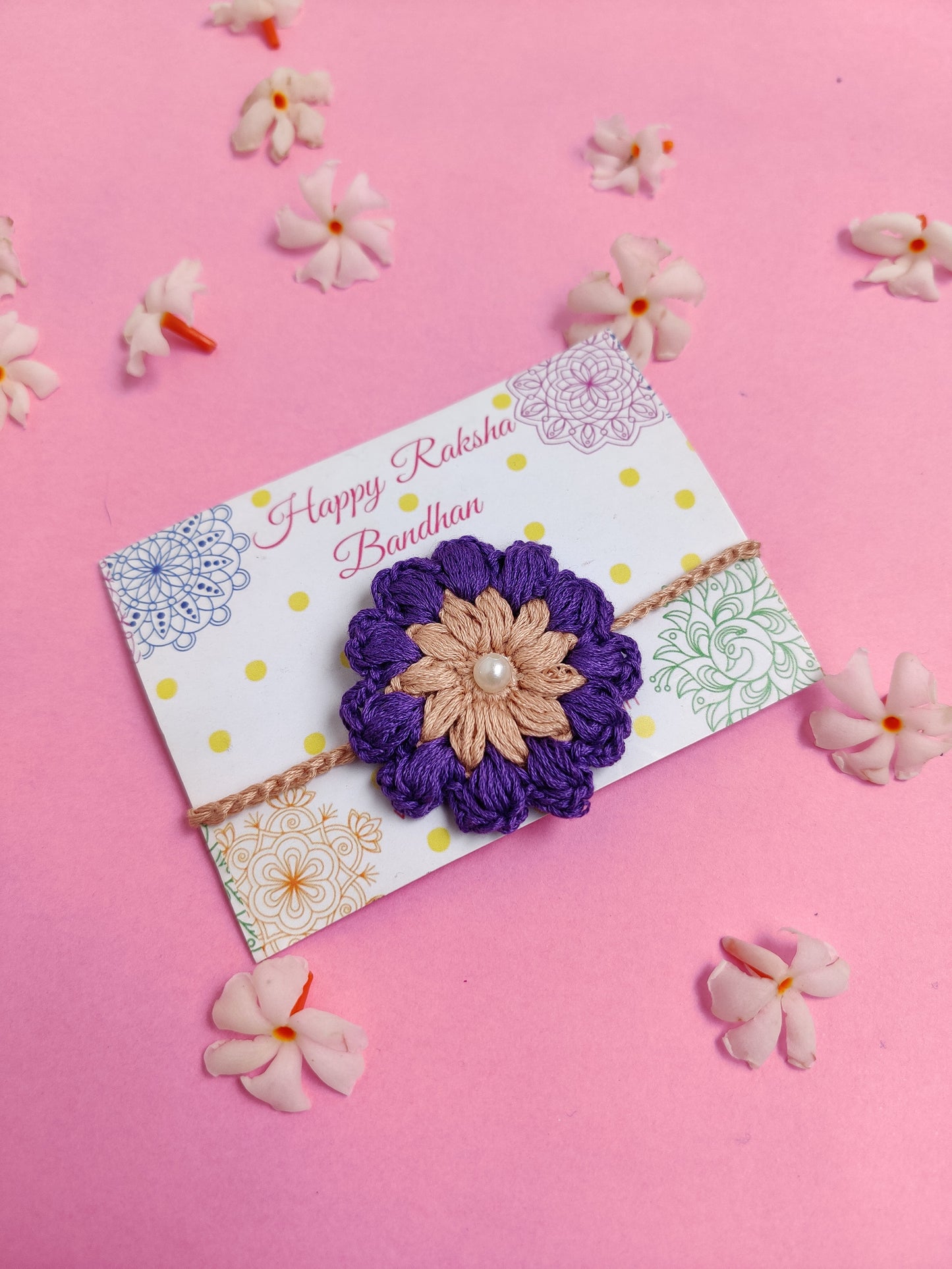 Violet Flower Crochet Rakhi