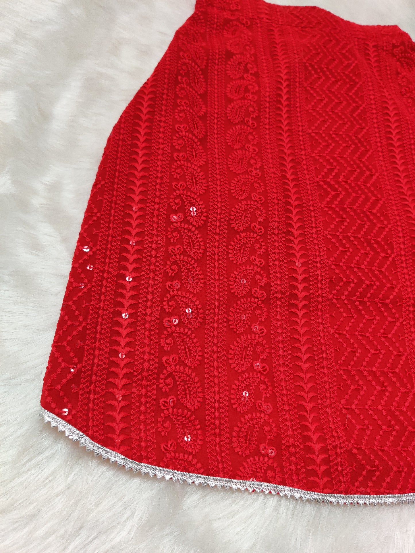 Red Chikankari Kurta