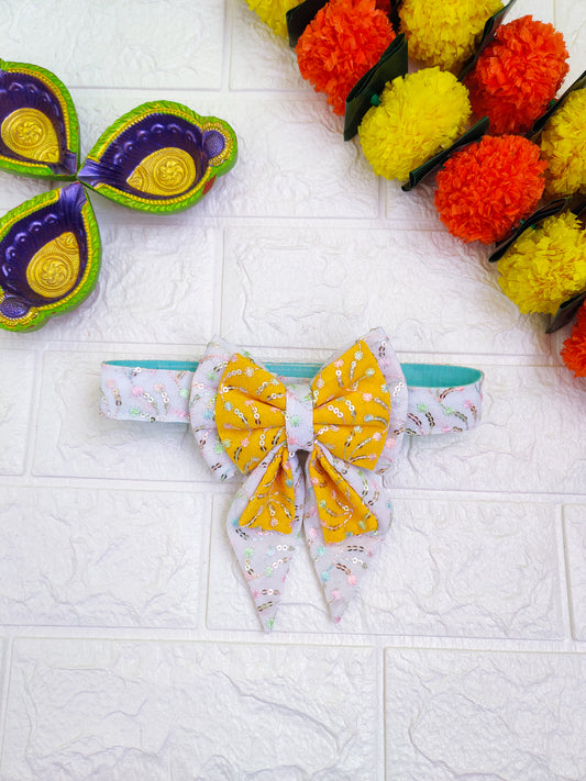 Yellow Ethnic Sailor Bow for Dogs