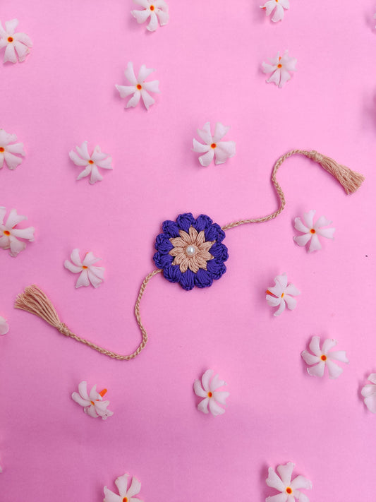 Violet Flower Crochet Rakhi
