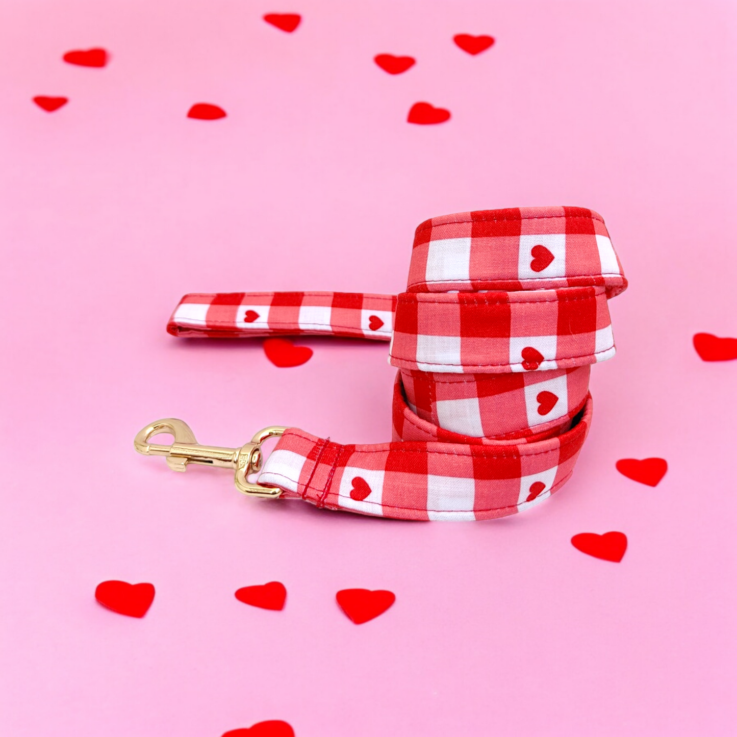 Heartfelt Gingham Collar + Leash + Sailor Bow