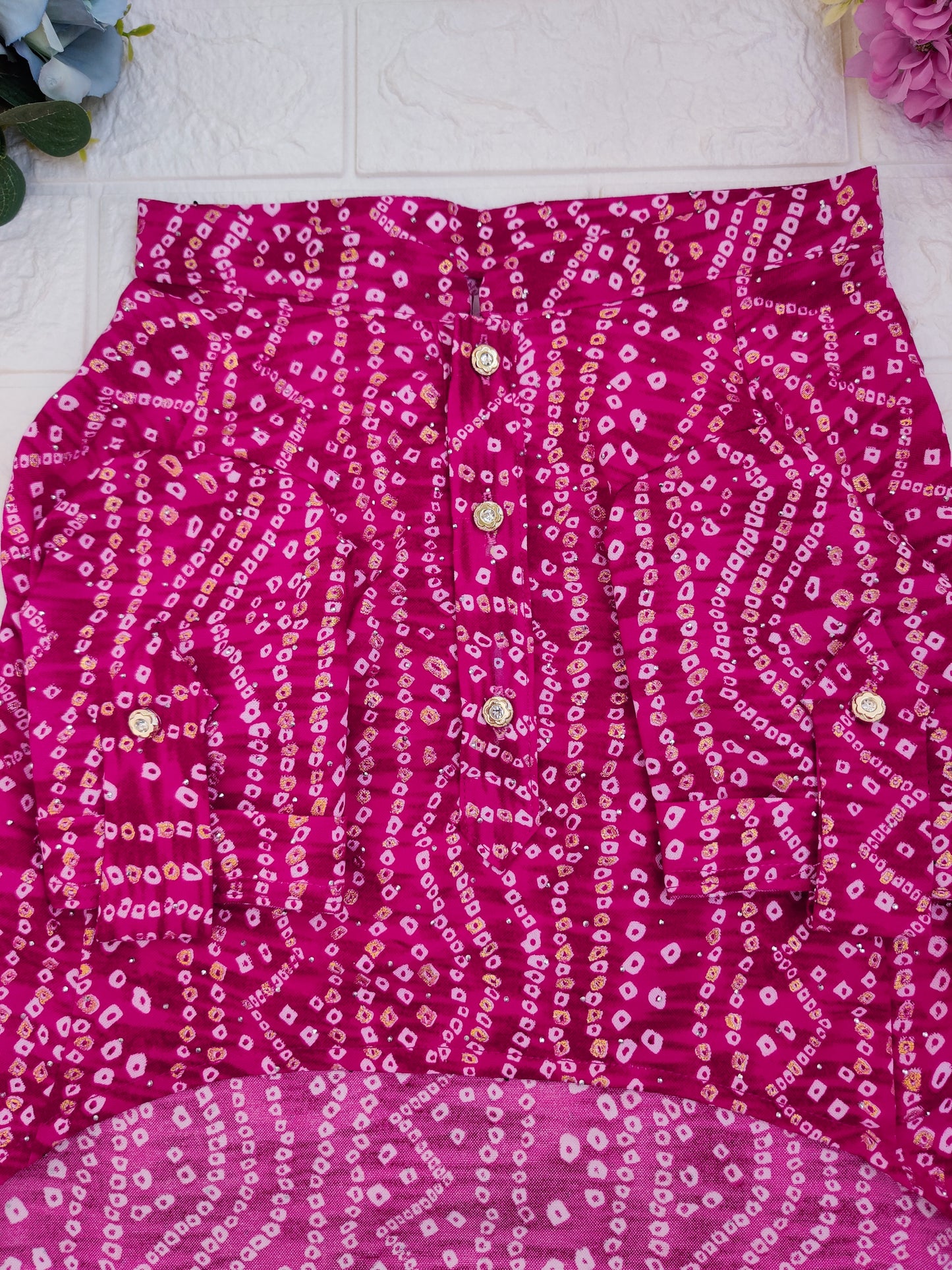 Pink Bandhani Kurta