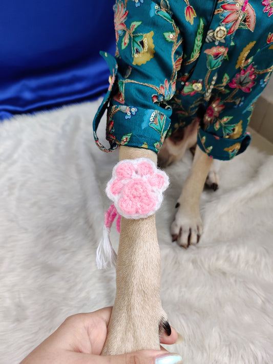 Crochet pink paw Rakhi
