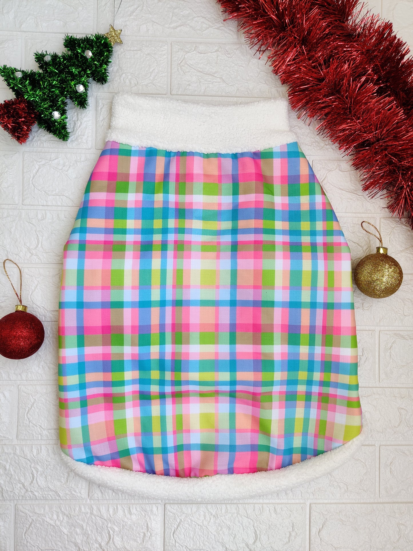 Pastel Plaid Sherpa Coat