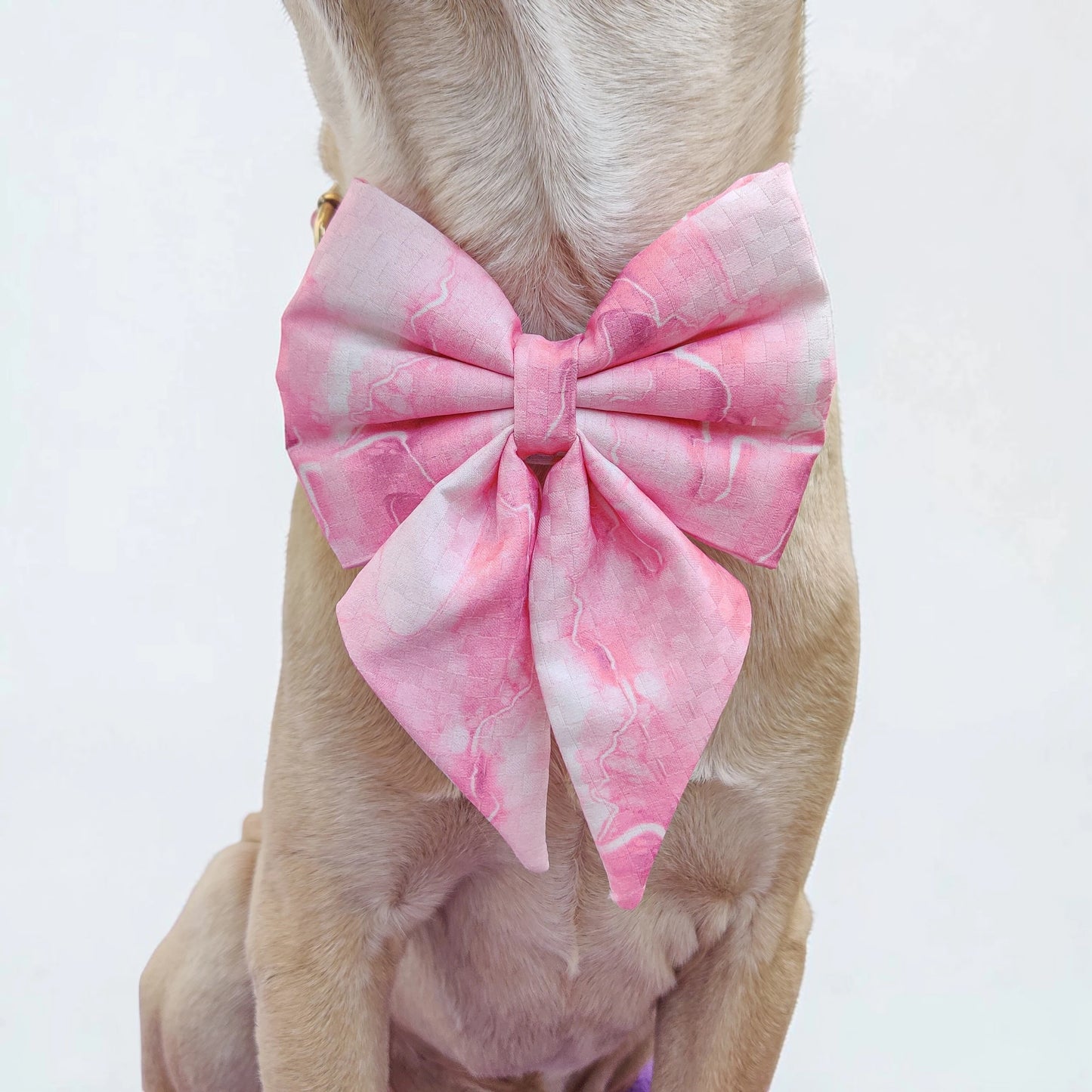 Pink Marble Sailor Bow for Dogs