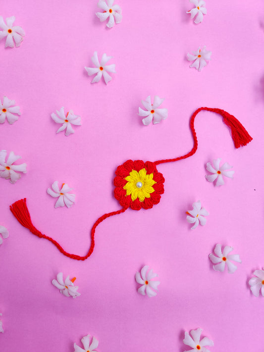 Red Flower Crochet rakhi