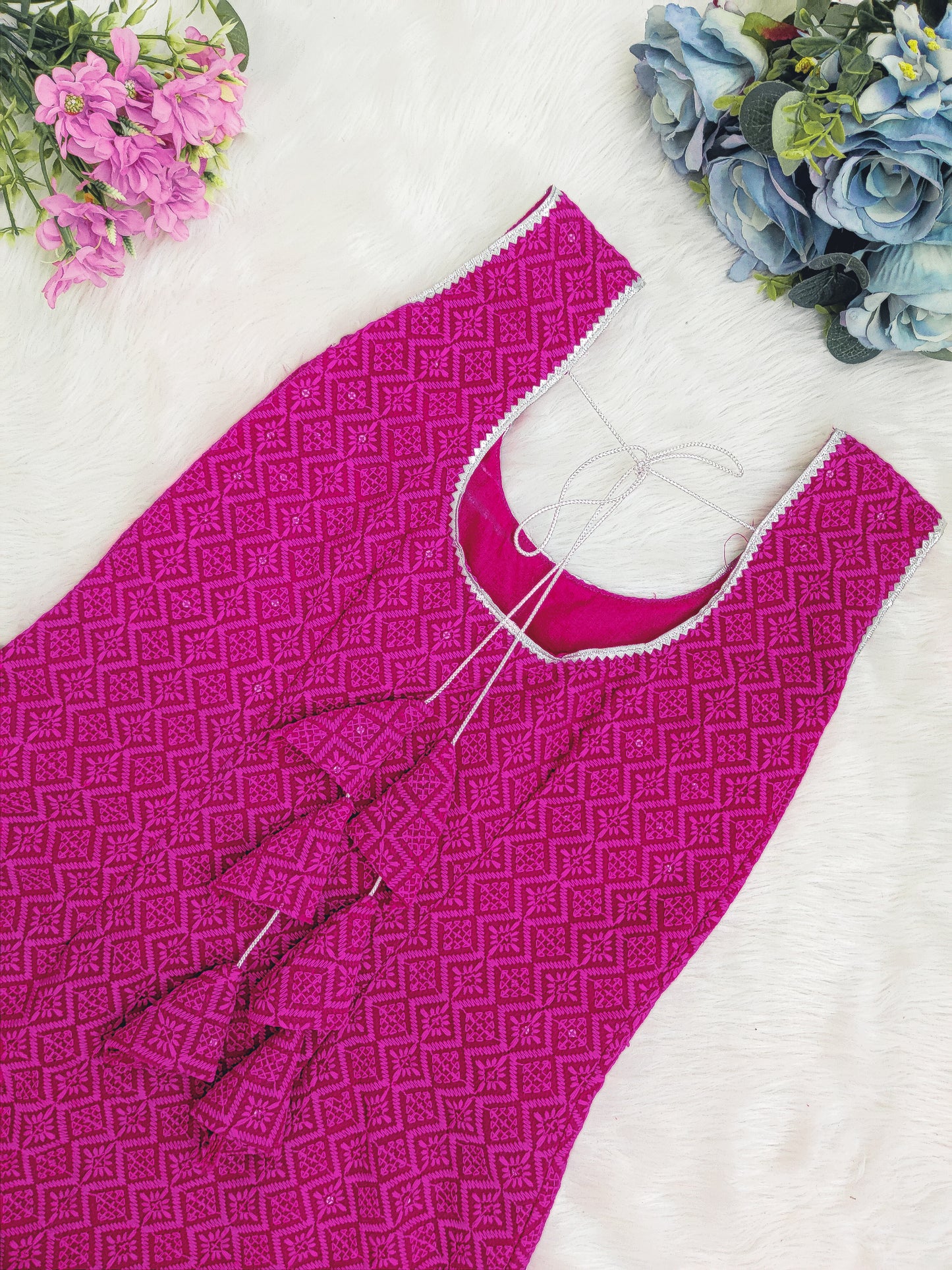 Magenta Chikankari Woman's Kurta