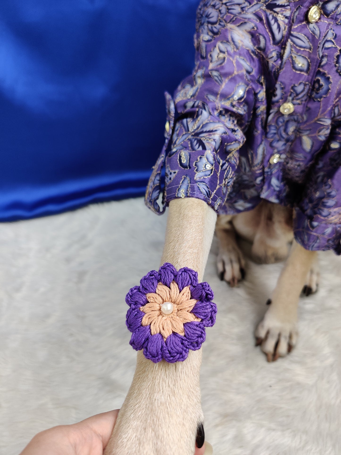 Violet Flower Crochet Rakhi