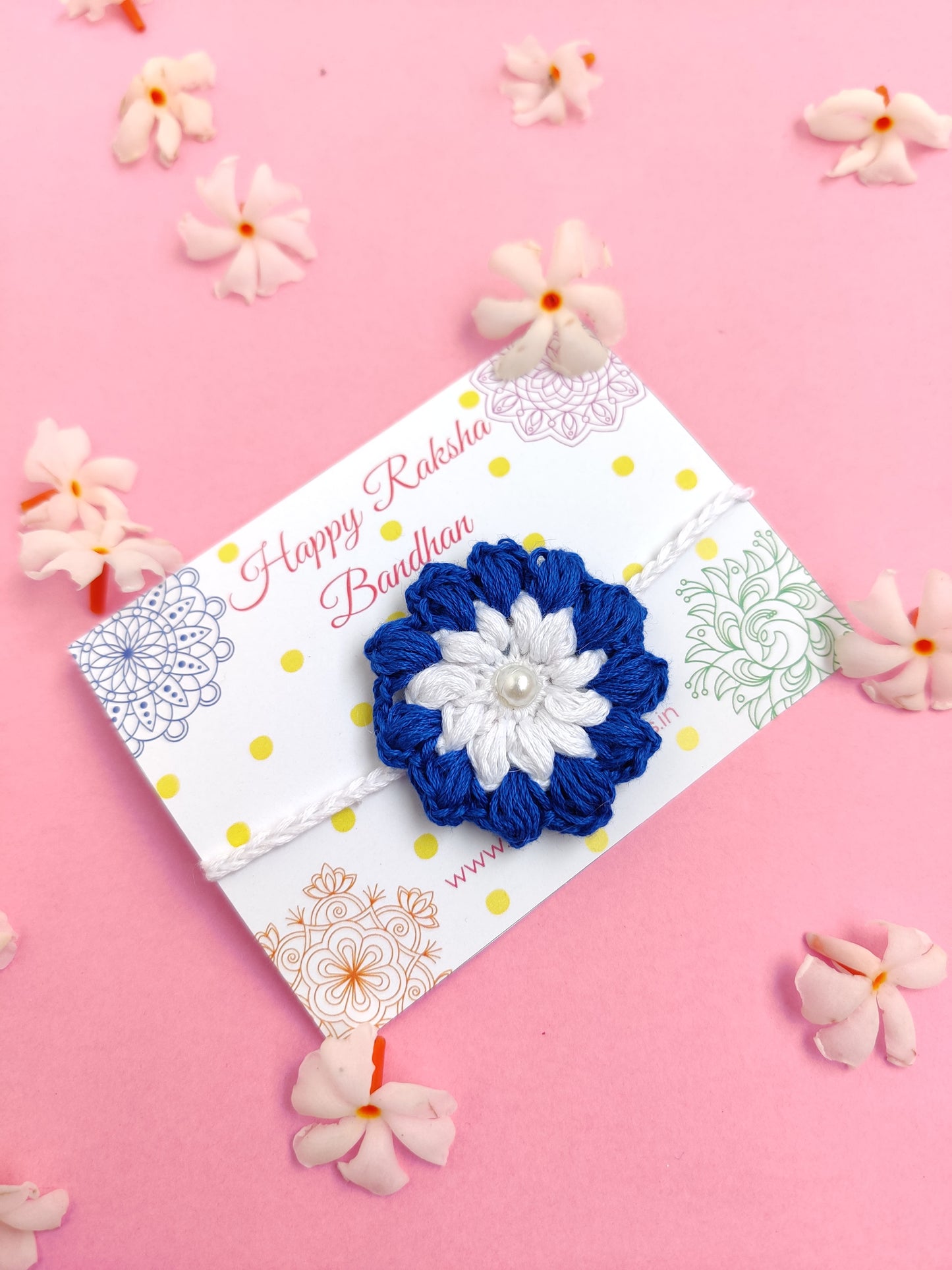 Royal Blue Flower Crochet Rakhi