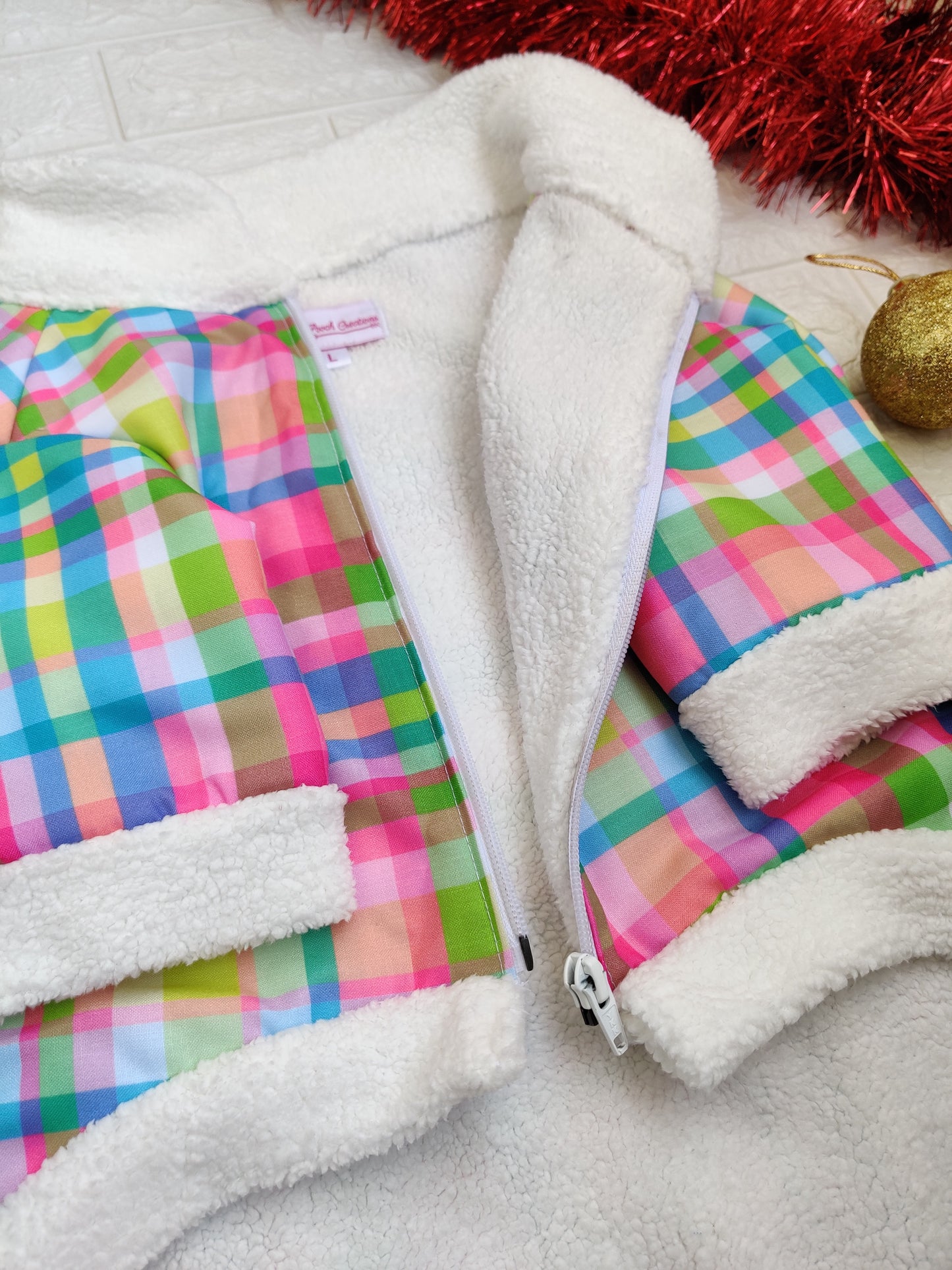 Pastel Plaid Sherpa Coat