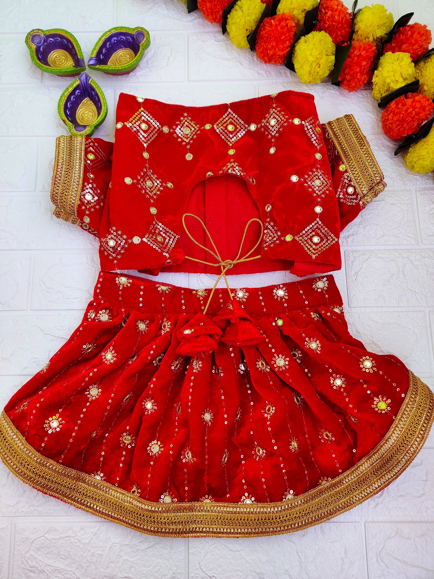Red Velvet Lehenga