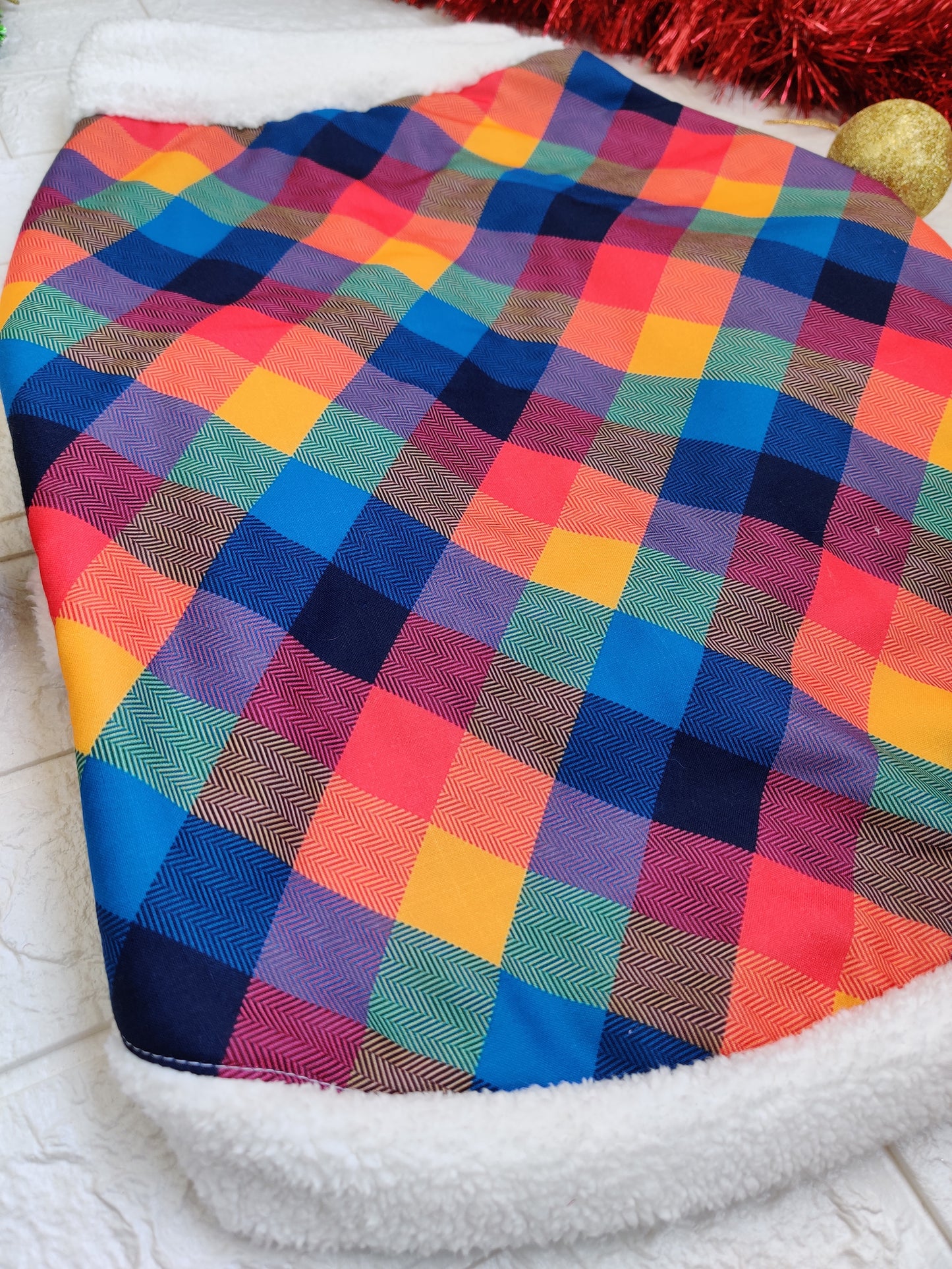 Multicolour Gingham Sherpa Coat