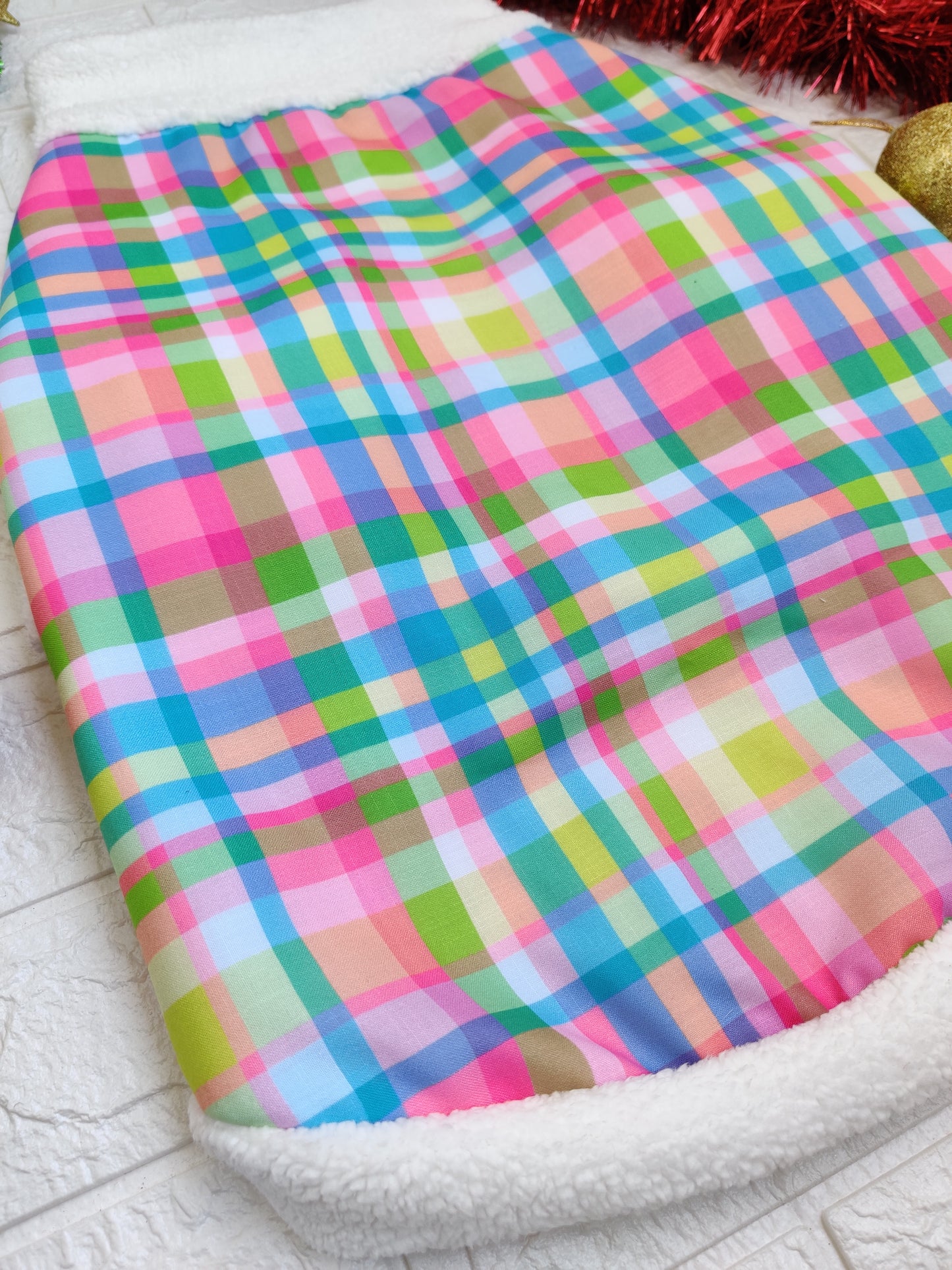 Pastel Plaid Sherpa Coat