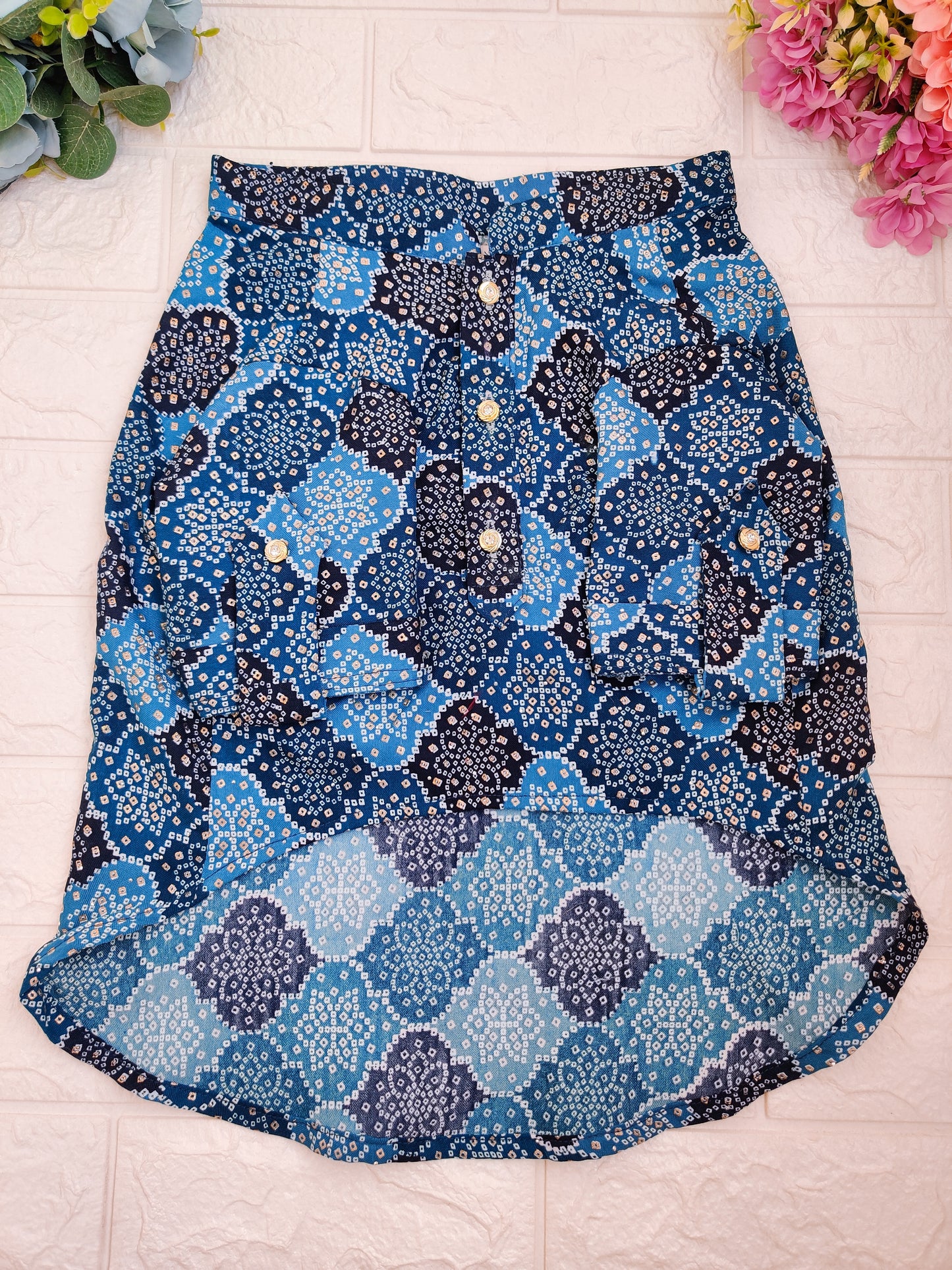 Blue Bandhani Kurta