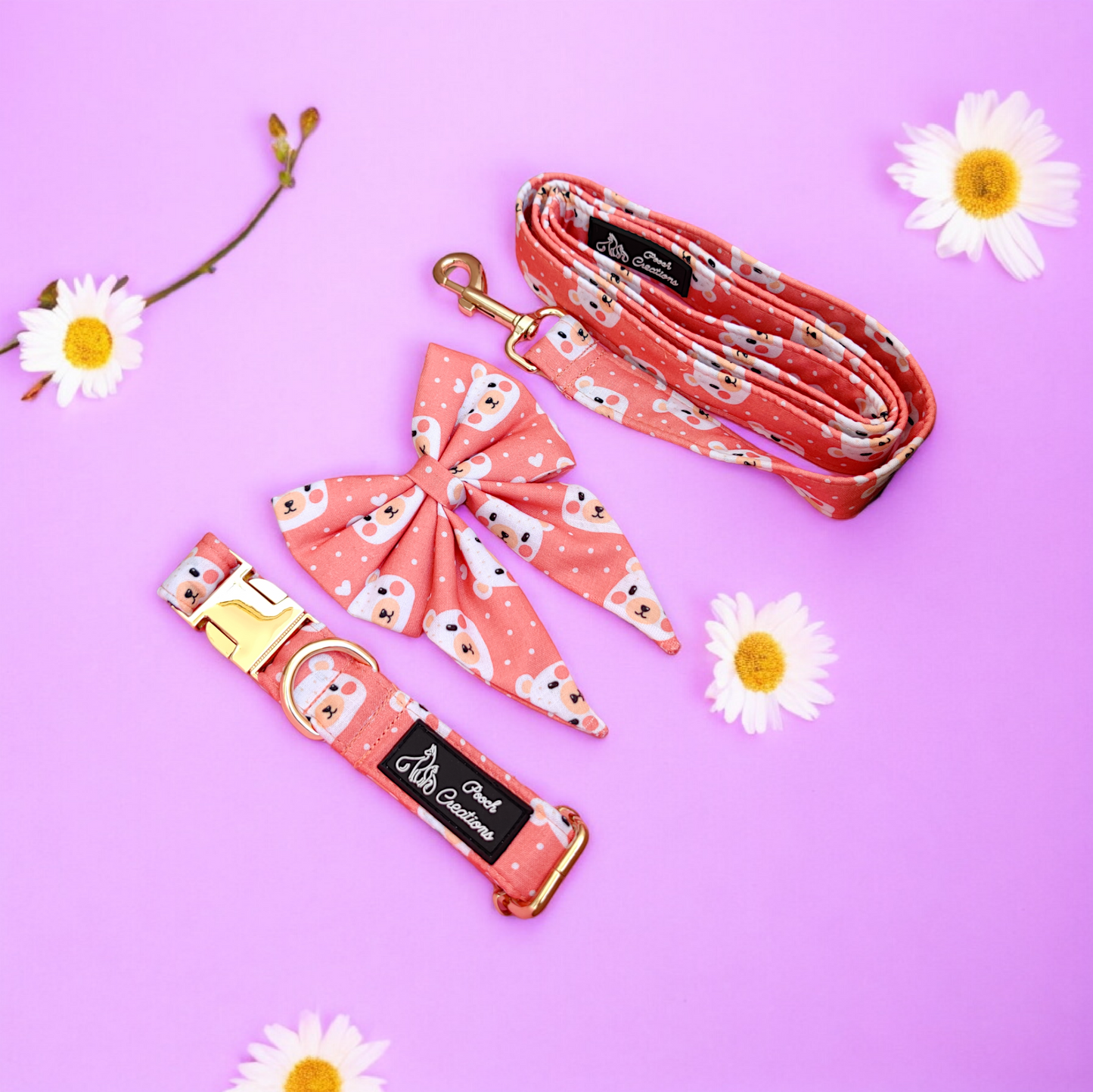 Bear-y Cute Collar + Leash + Sailor Bow