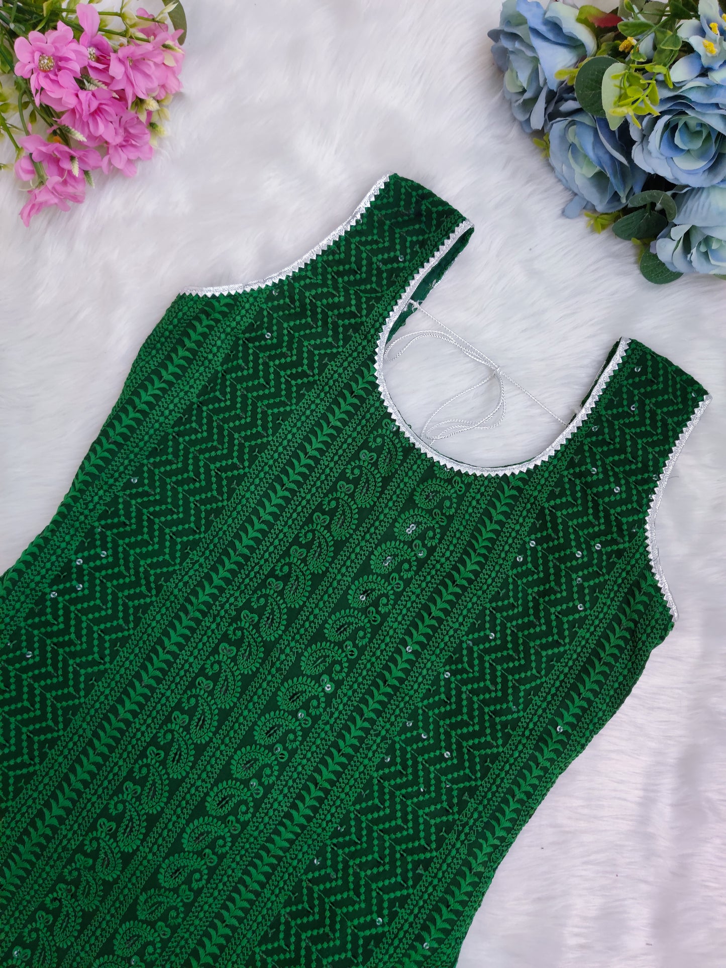 Green Chikankari Woman's Kurta