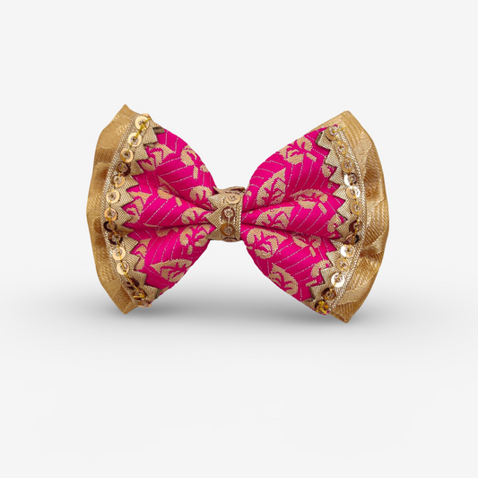Festive Hot Pink Double Bow for Dogs