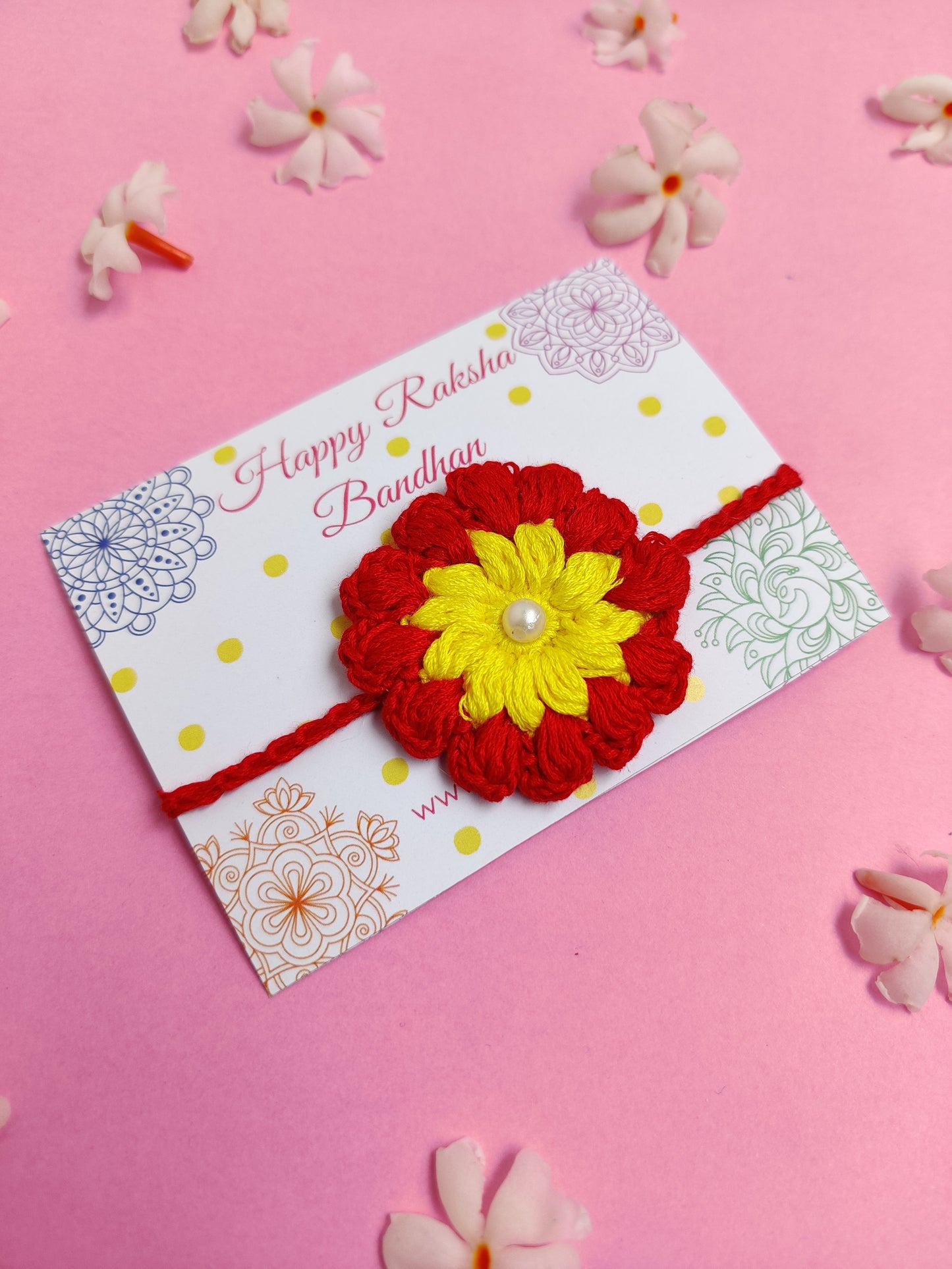 Red Flower Crochet rakhi