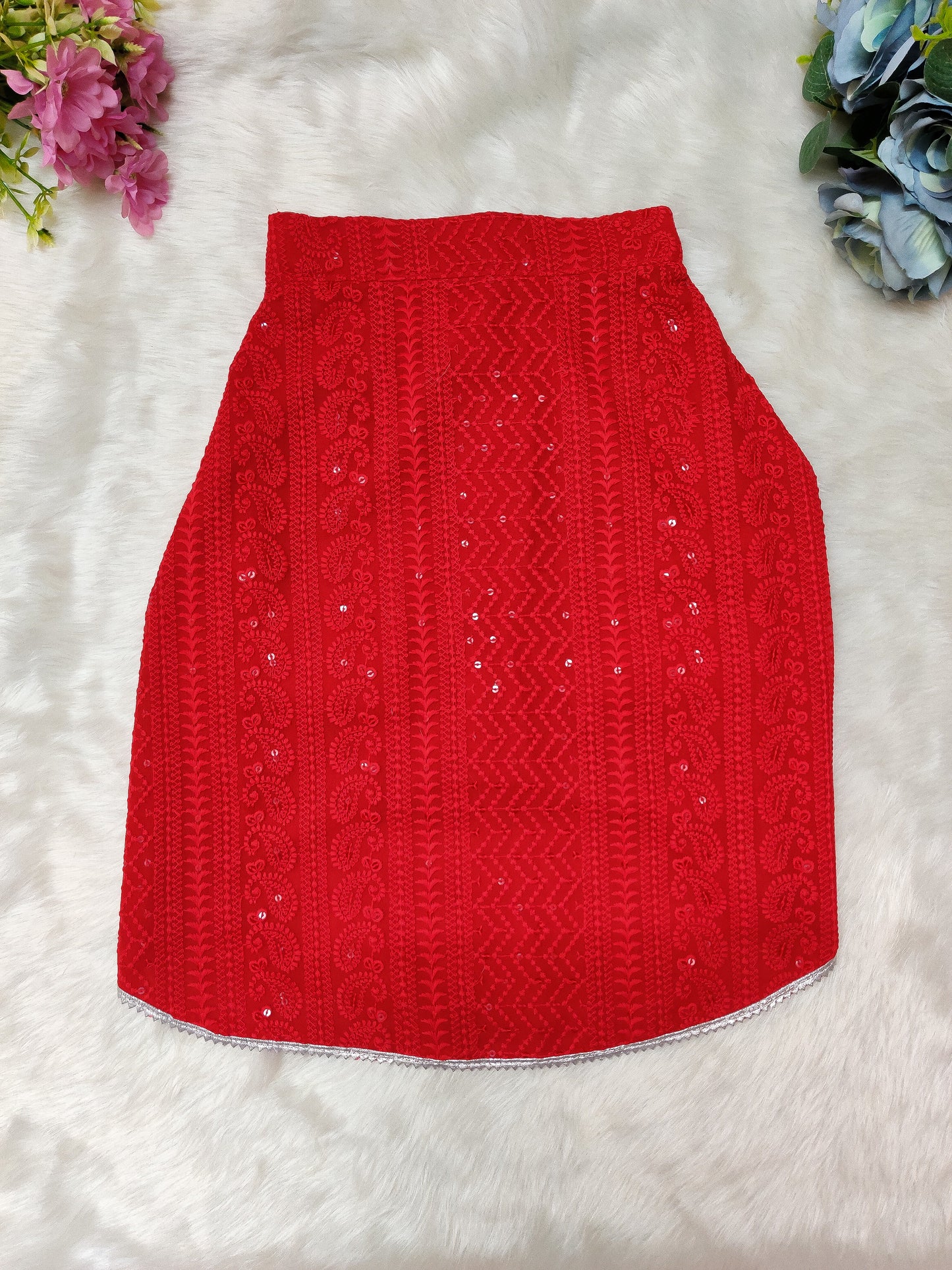 Red Chikankari Kurta