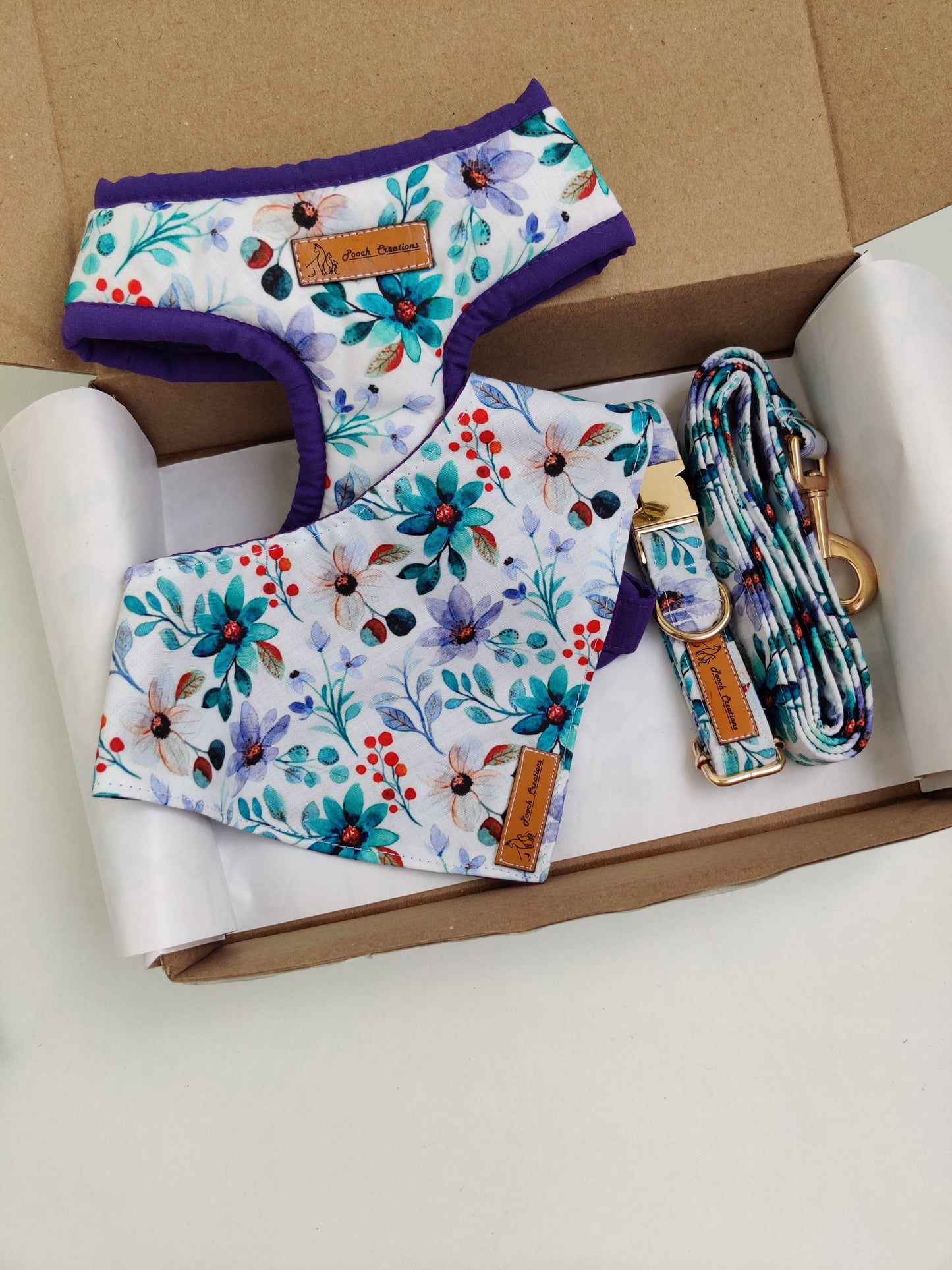 Petunia Harness + Collar + Leash + Bandana