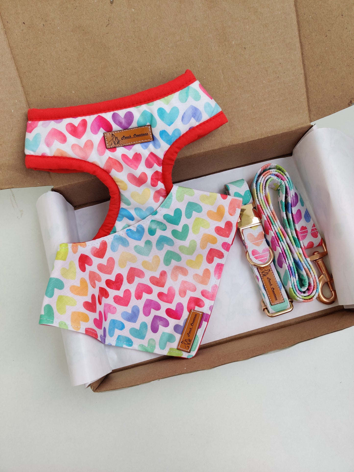 Sweet Heart Harness + Collar + Leash + Bandana