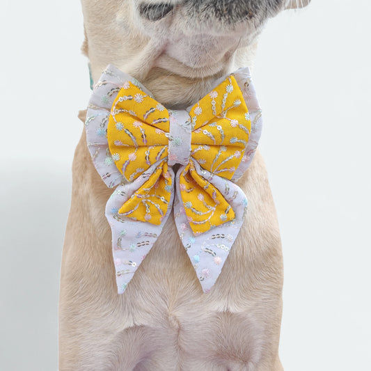 Yellow Ethnic Sailor Bow for Dogs