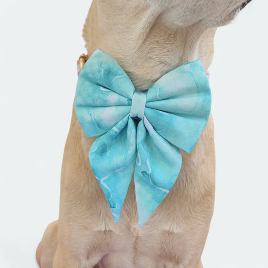 Blue Marble Sailor Bow for Dogs