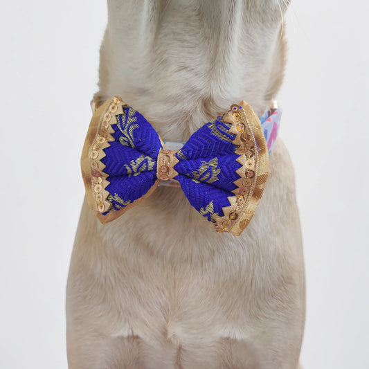 Festive Blue Double Bow for Dogs