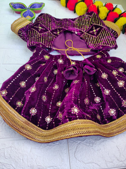 Wine Velvet Lehenga