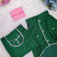 Green Chikankari Dog Kurta + Woman's Kurta + Paw Rakhi