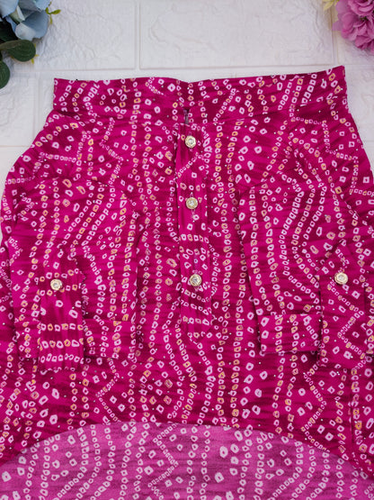 Pink Bandhani Kurta