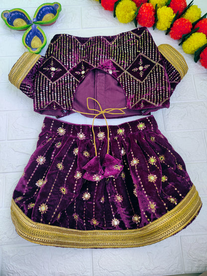 Wine Velvet Lehenga