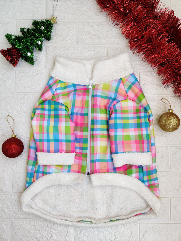 Pastel Plaid Sherpa Coat