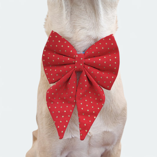 Red Polka Sailor Bow for Dogs