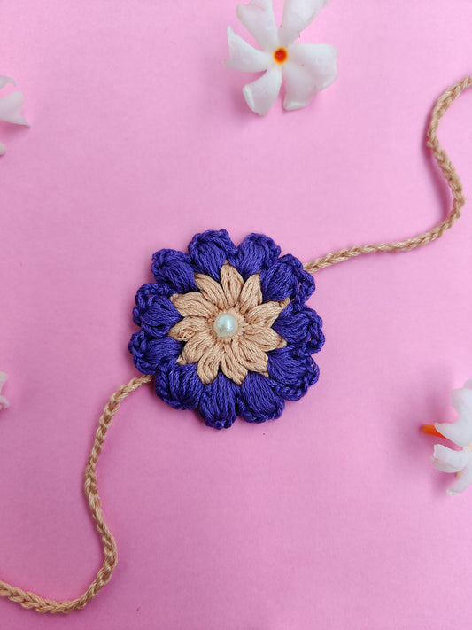 Violet Flower Crochet Rakhi
