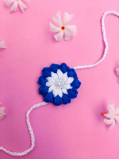 Royal Blue Flower Crochet Rakhi