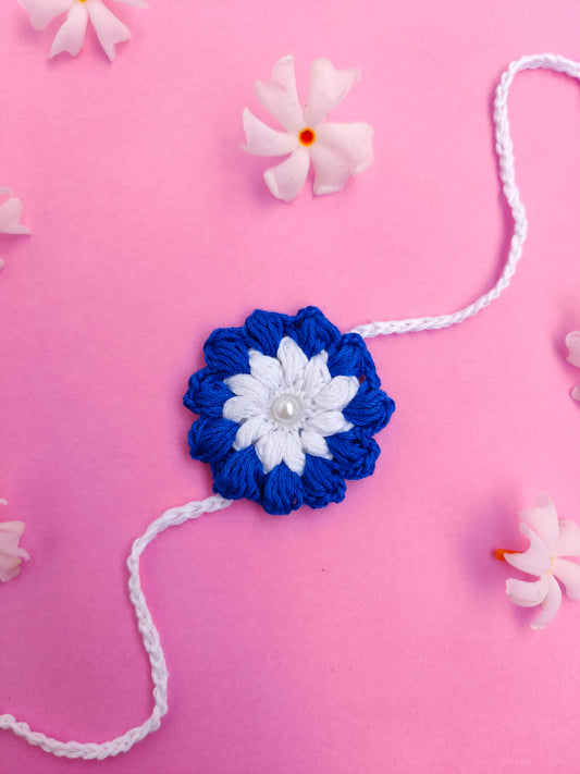 Royal Blue Flower Crochet Rakhi