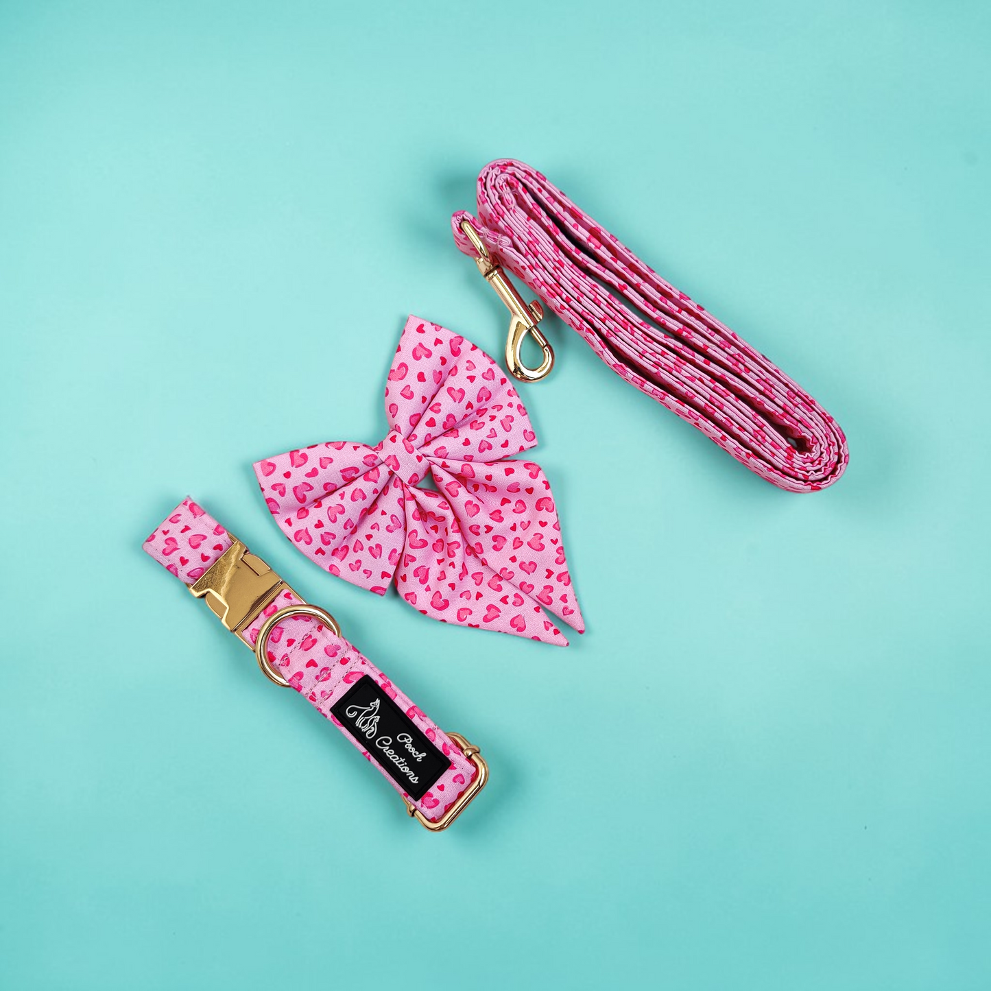 Love Leopard Collar + Leash + Sailor Bow for Dogs