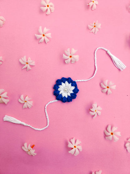 Royal Blue Flower Crochet Rakhi