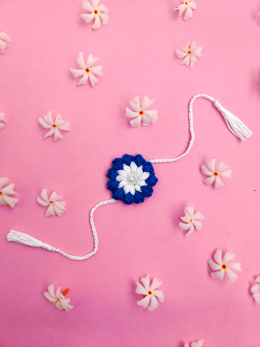 Royal Blue Flower Crochet Rakhi