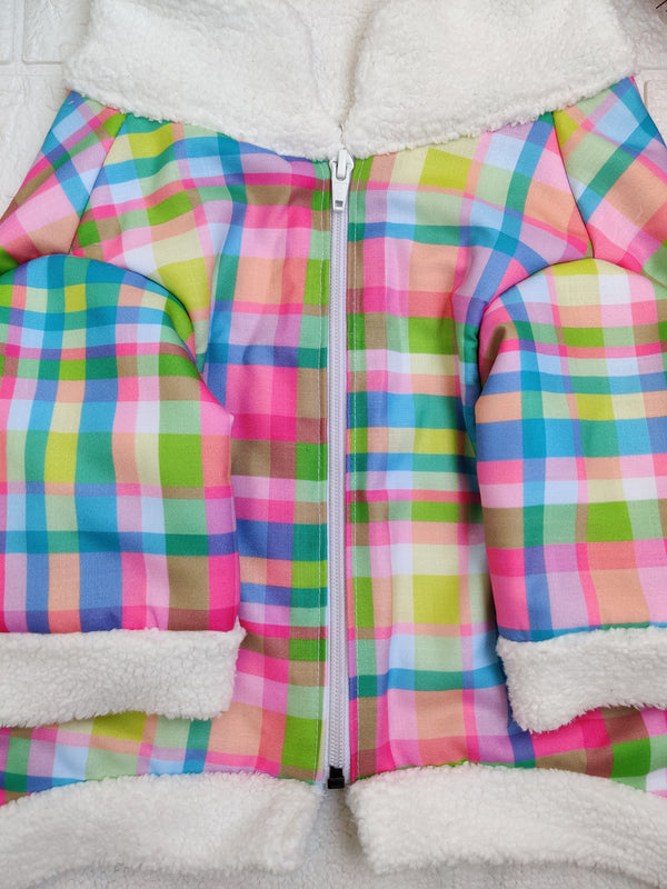 Pastel Plaid Sherpa Coat