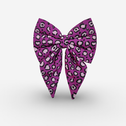 Purple Leopard Sailor Bow for Dogs