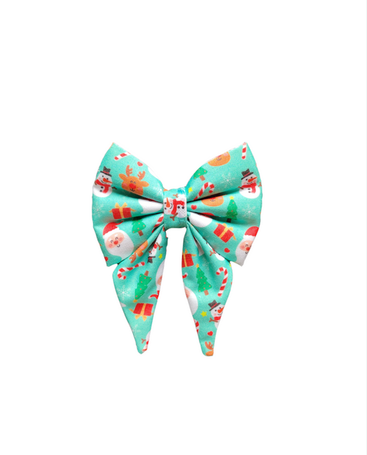 Santa and Reindeers Sailor Bow