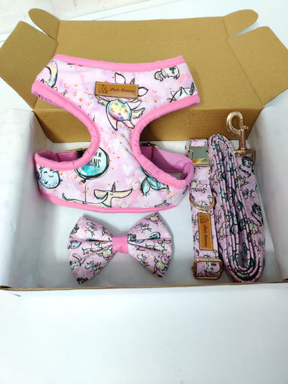 Unicorn Magic Harness + Collar + Leash + Classic Bow