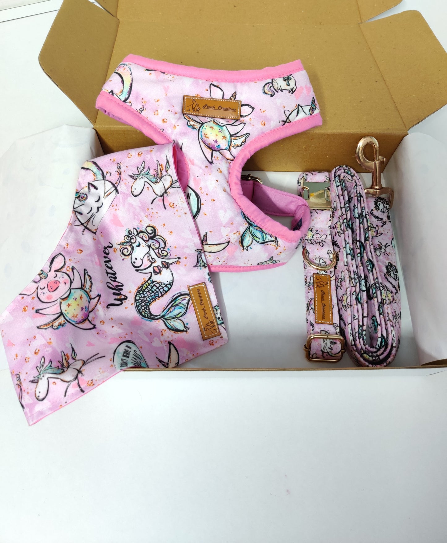 Unicorn Magic Harness + Collar + Leash + Bandana