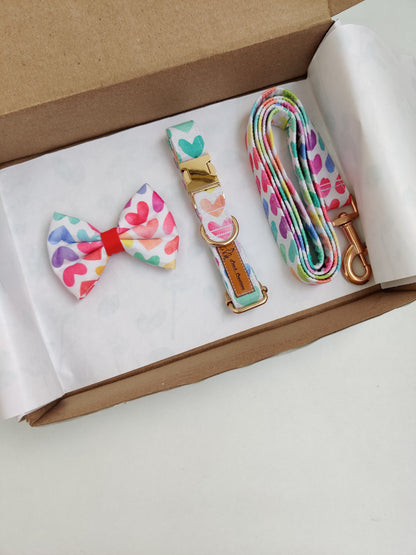 Sweet Heart Collar + Leash + Classic Bow